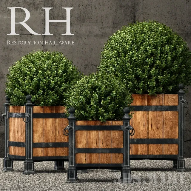 decoration - RH Versailles wood panel planters 3D Model