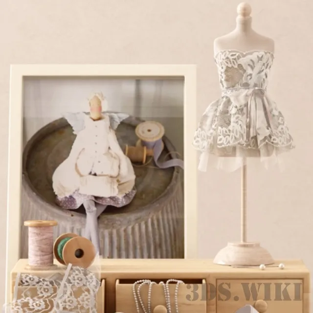 decoration - Ribbons Lace and Dress 3D Model
