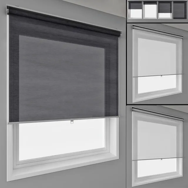 decoration - Roller blinds IKEA and window 3D Model