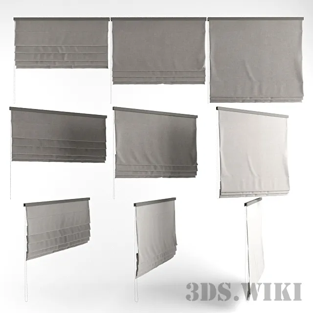decoration - Roman Blinds in Modern Interior 3D Model