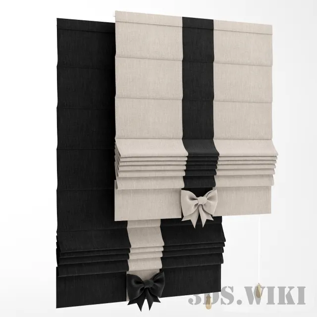 decoration - Roman blinds with bow 3D Model