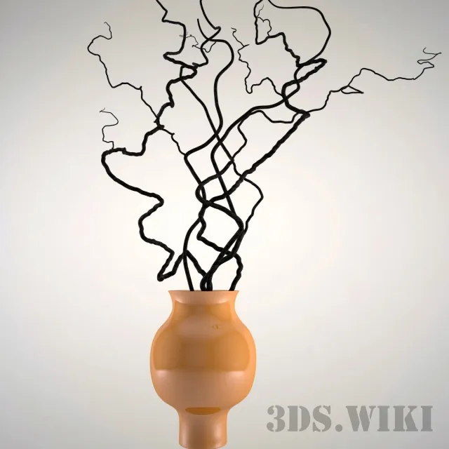 decoration - Roots in a vase 3D Model