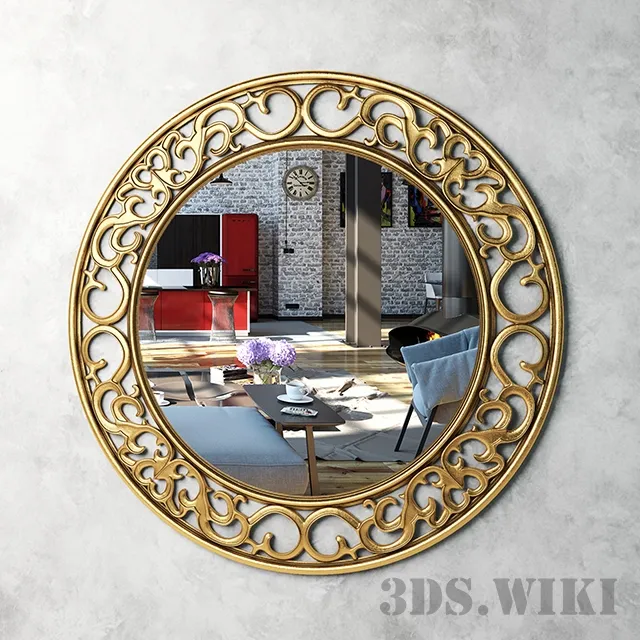 decoration - Round beautiful wall mirror 3D Model
