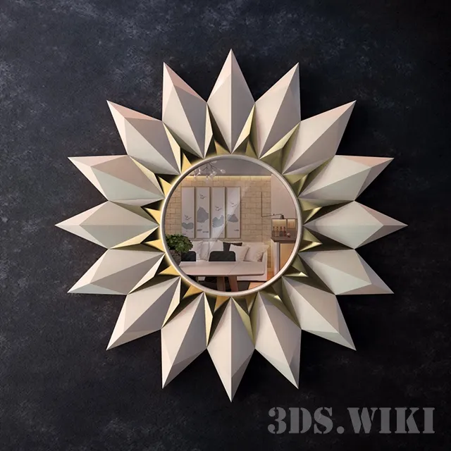 decoration - Round flower-shaped mirror 3D Model