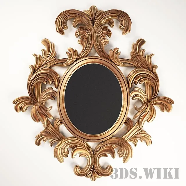 decoration - Round mirror in a beautiful frame 3D Model