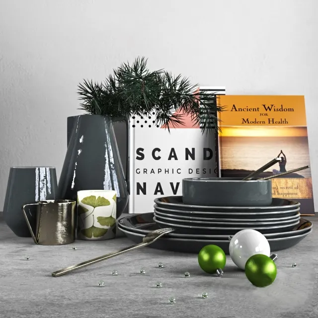 decoration - Scandinavian Christmas decor set 3D Model