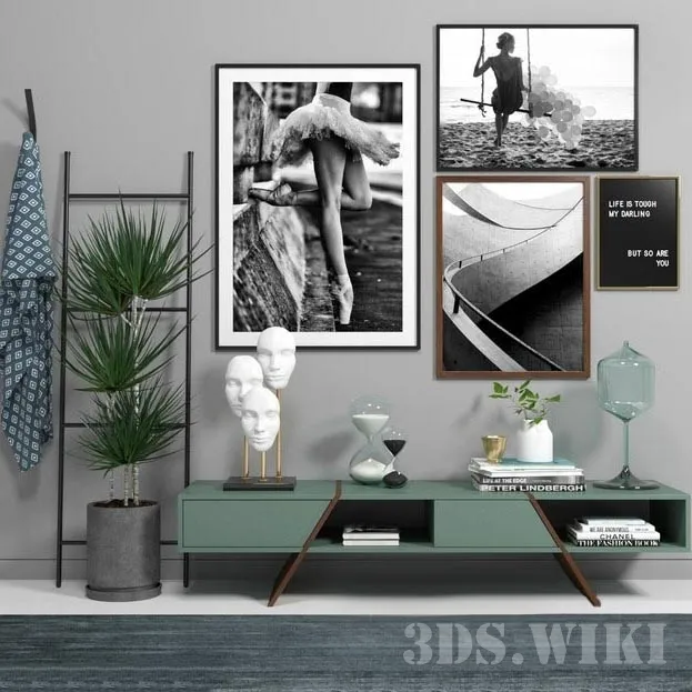 decoration - Scandinavian set with nightstand Ray 3D Model