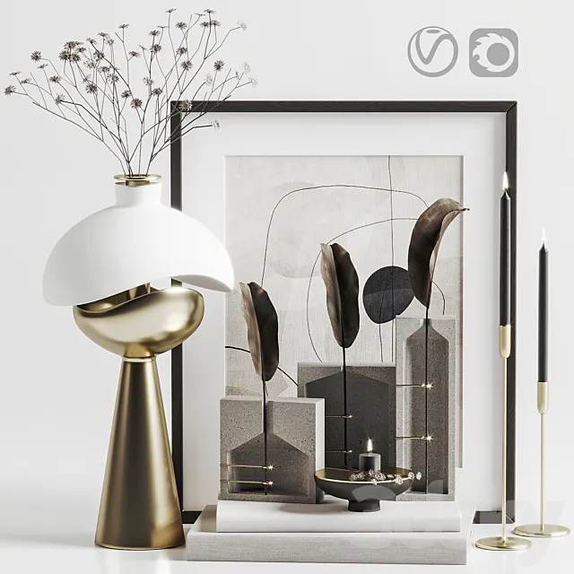 Decoration Set 004 Spring vase lamp Ghost collection 3D Model