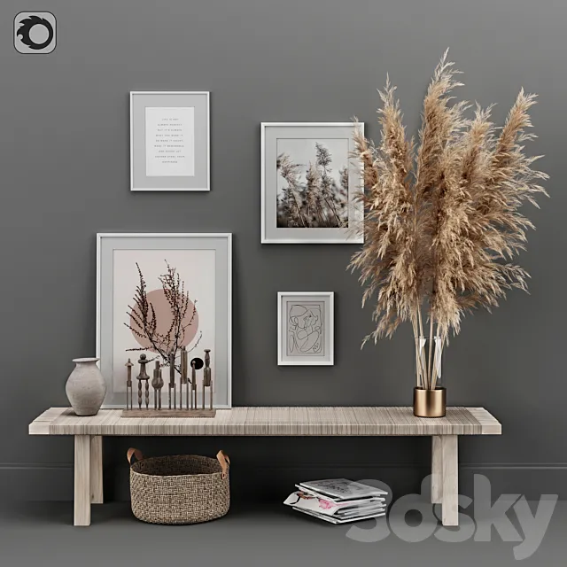 Decoration Set 02 pampas & Console 3DModel
