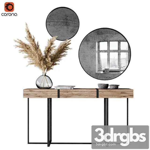 Decoration set 03 pampas & console 2 3D Model Free