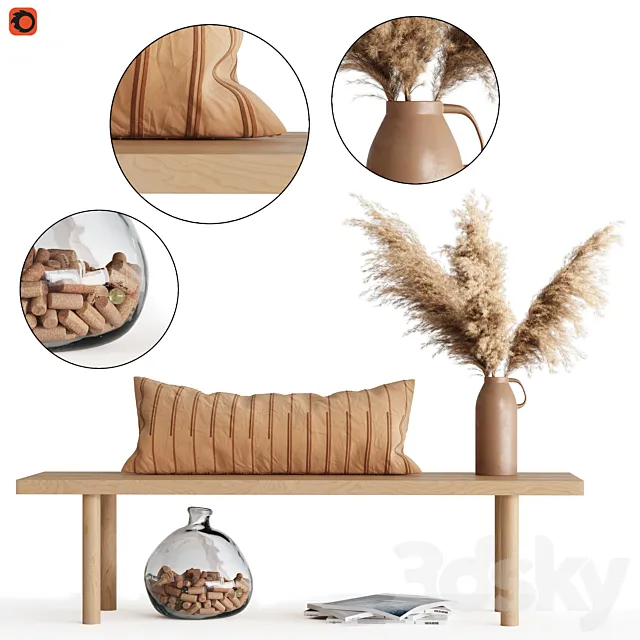 Decoration Set 05 pampas & table 3DModel