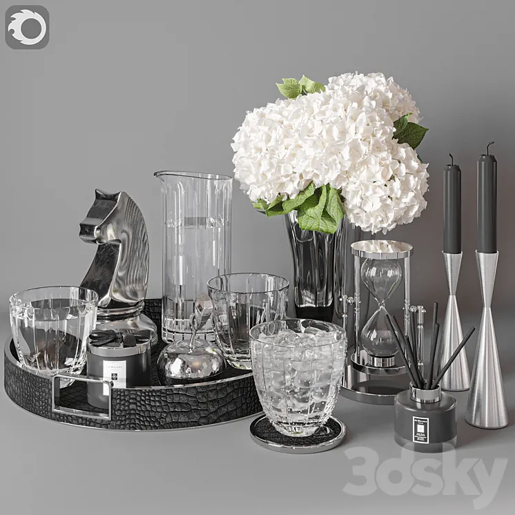 Decoration Set 36 - Chrome set 3D Model Free