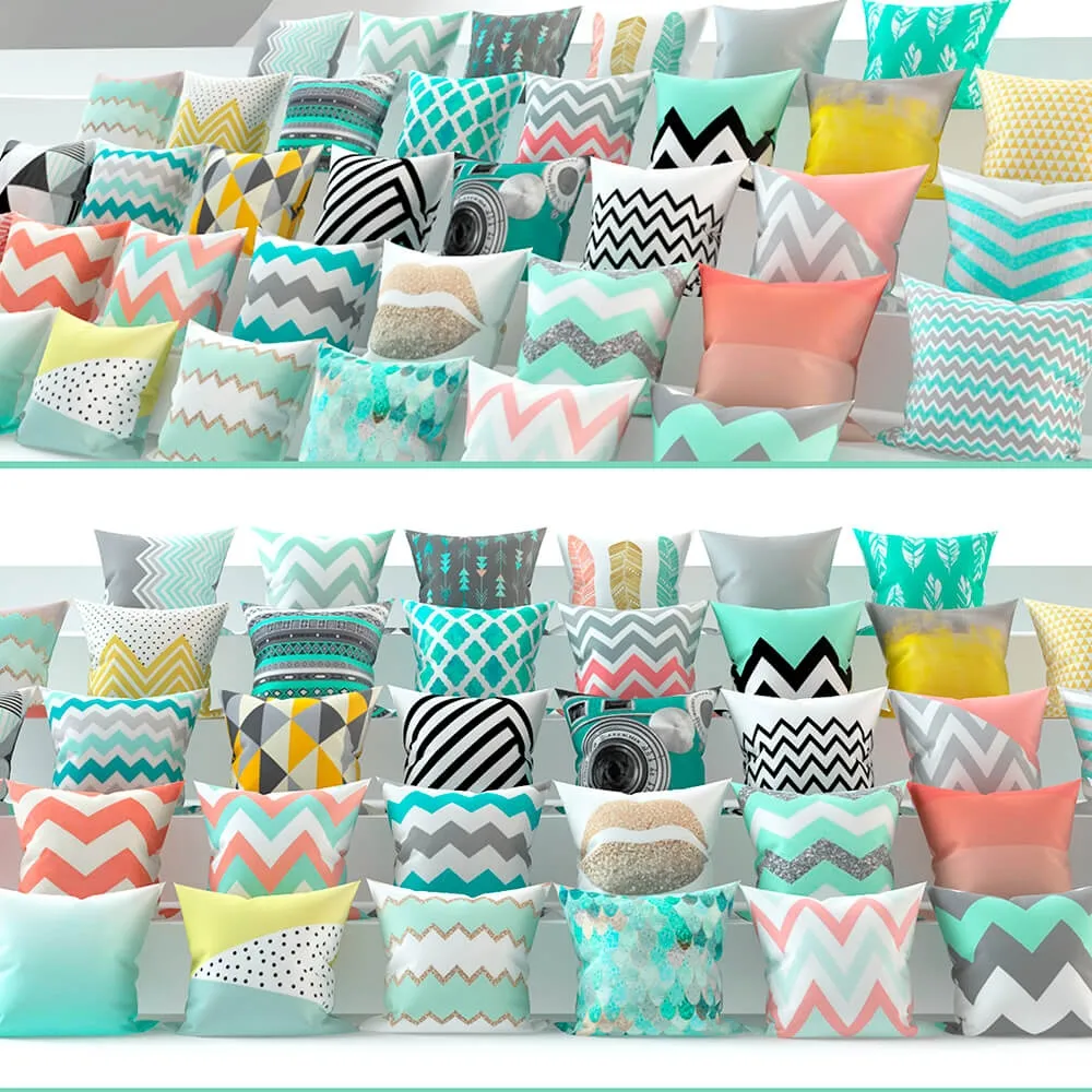 decoration - Set of 38 pieces of pillows 3D Model