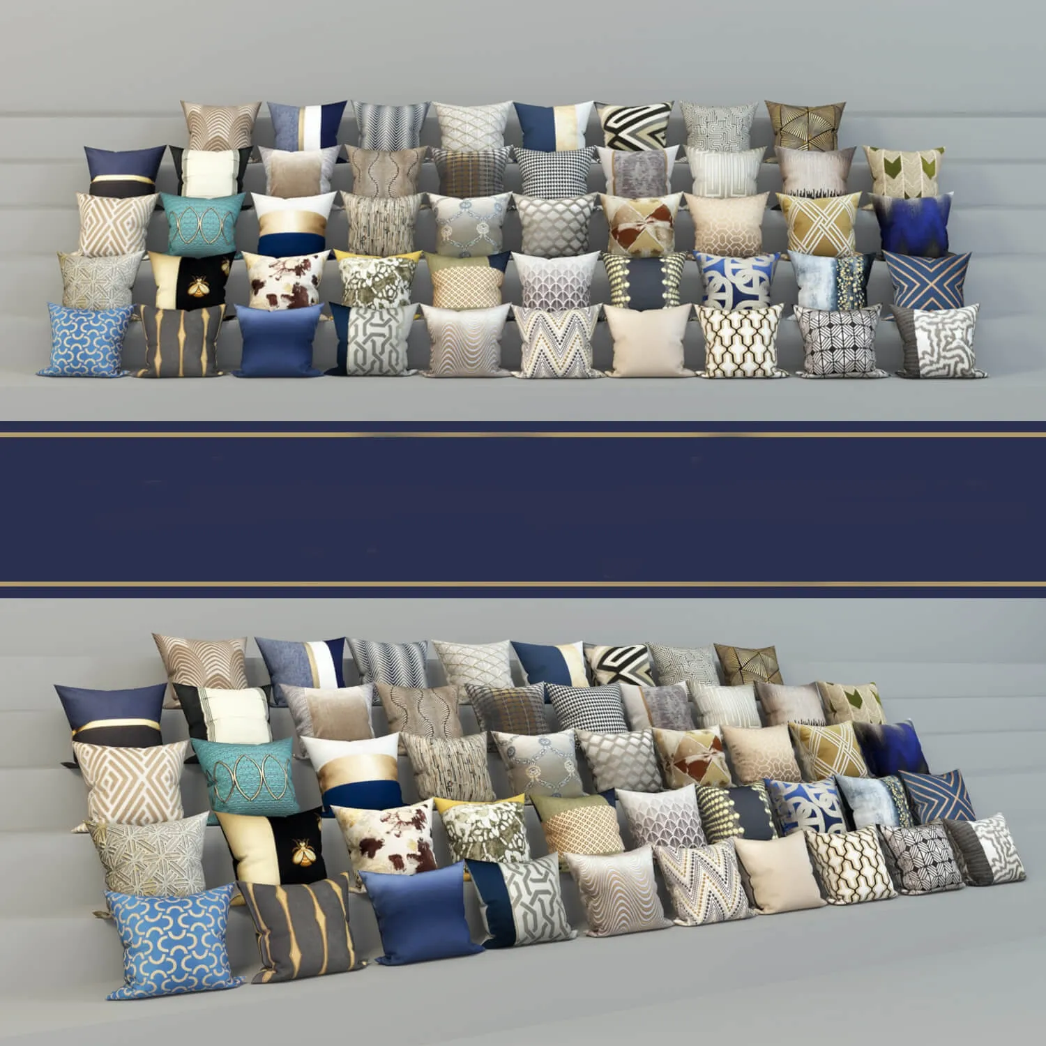decoration - set of 48 pillows set of 48 semi 3D Model
