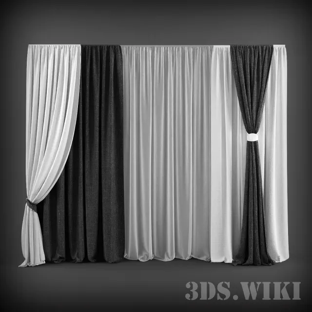 decoration - Set of beautiful curtains and tulle 3D Model