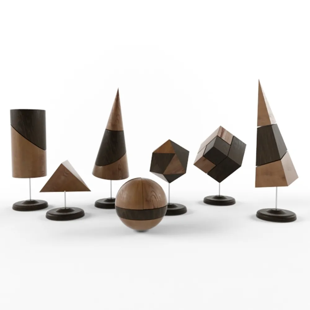 decoration - Set of carved wooden geometric shapes 3D Model