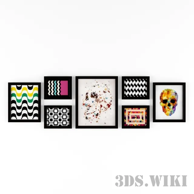 decoration - Set of different frames for wall paintings 3D Model