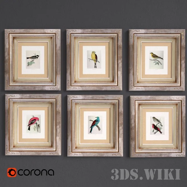decoration - Set of pictures - birds 3D Model
