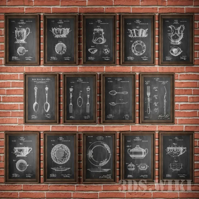 decoration - Set of pictures of various kitchen items 3D Model