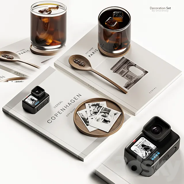 Decoration set with Books and Coffee 3D Model