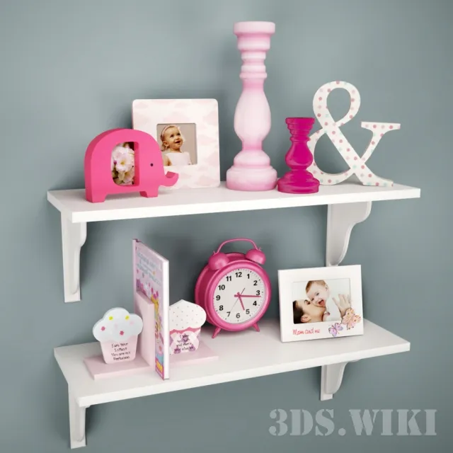 decoration - Shelves with different items 3D Model