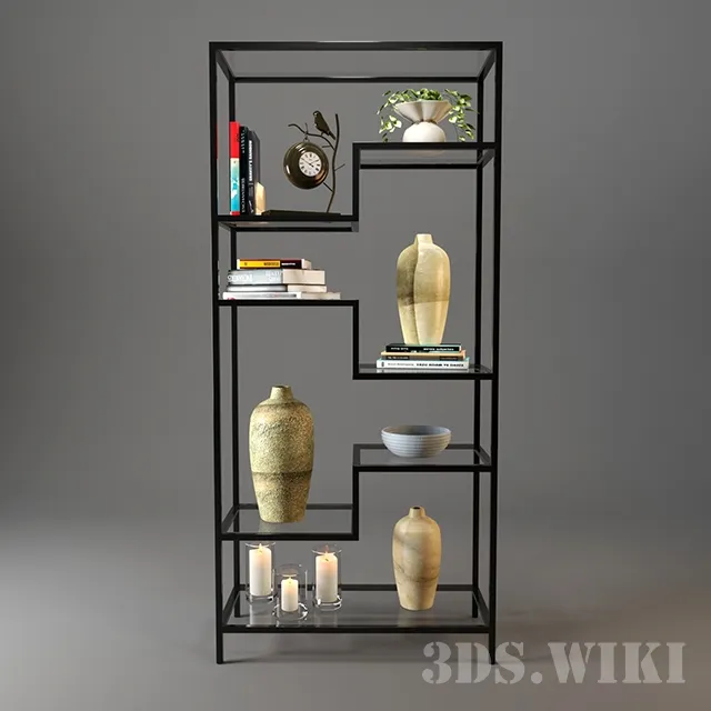 decoration - Showcase with decorative set 3D Model