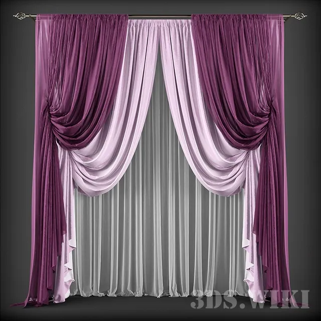 decoration - Silk curtains in classic style 3D Model