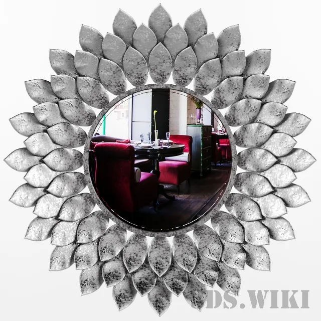 decoration - Small round mirror with petal frame 3D Model