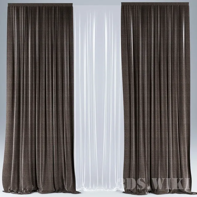 decoration - Straight curtain with tulle 3D Model