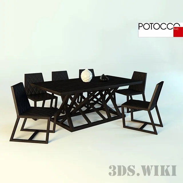 decoration - Table and Chairs Potocco Tenso 3D Model