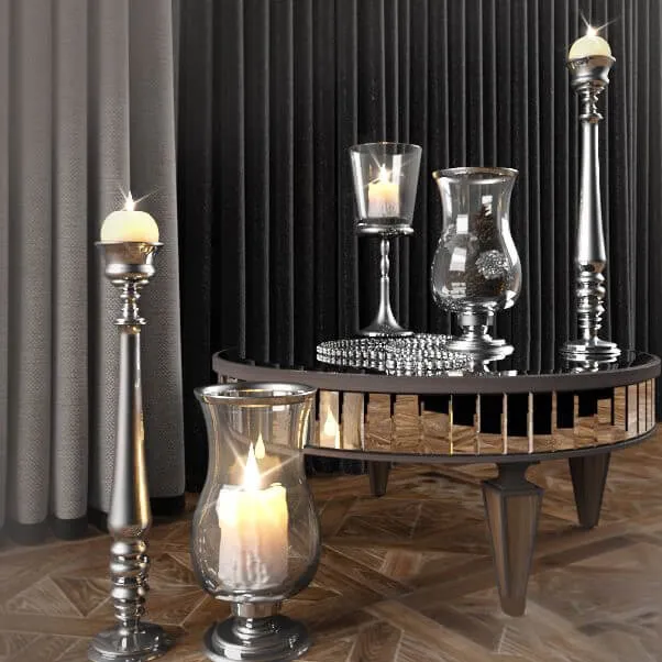 decoration - Table Mirror and Candlesticks Garda Decor 3D Model