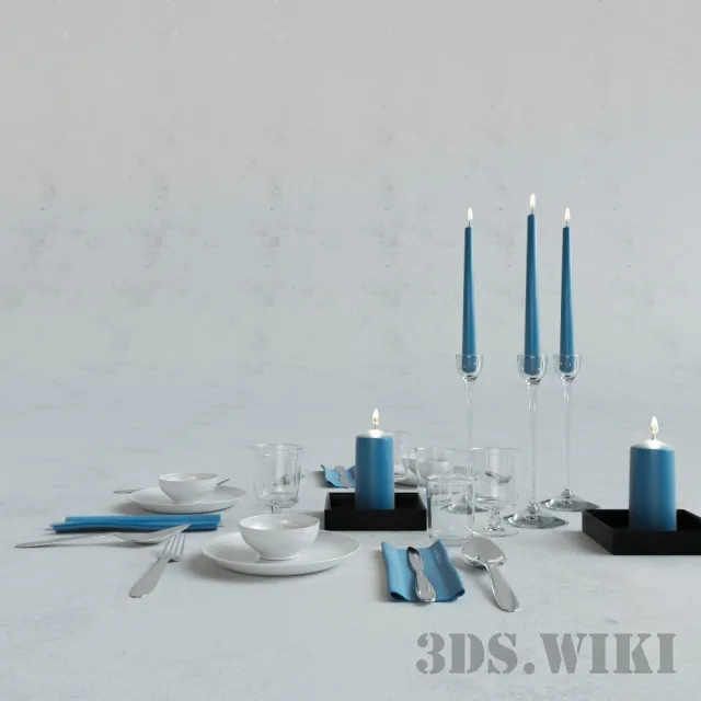 decoration - Table setting for a romantic dinner 3D Model