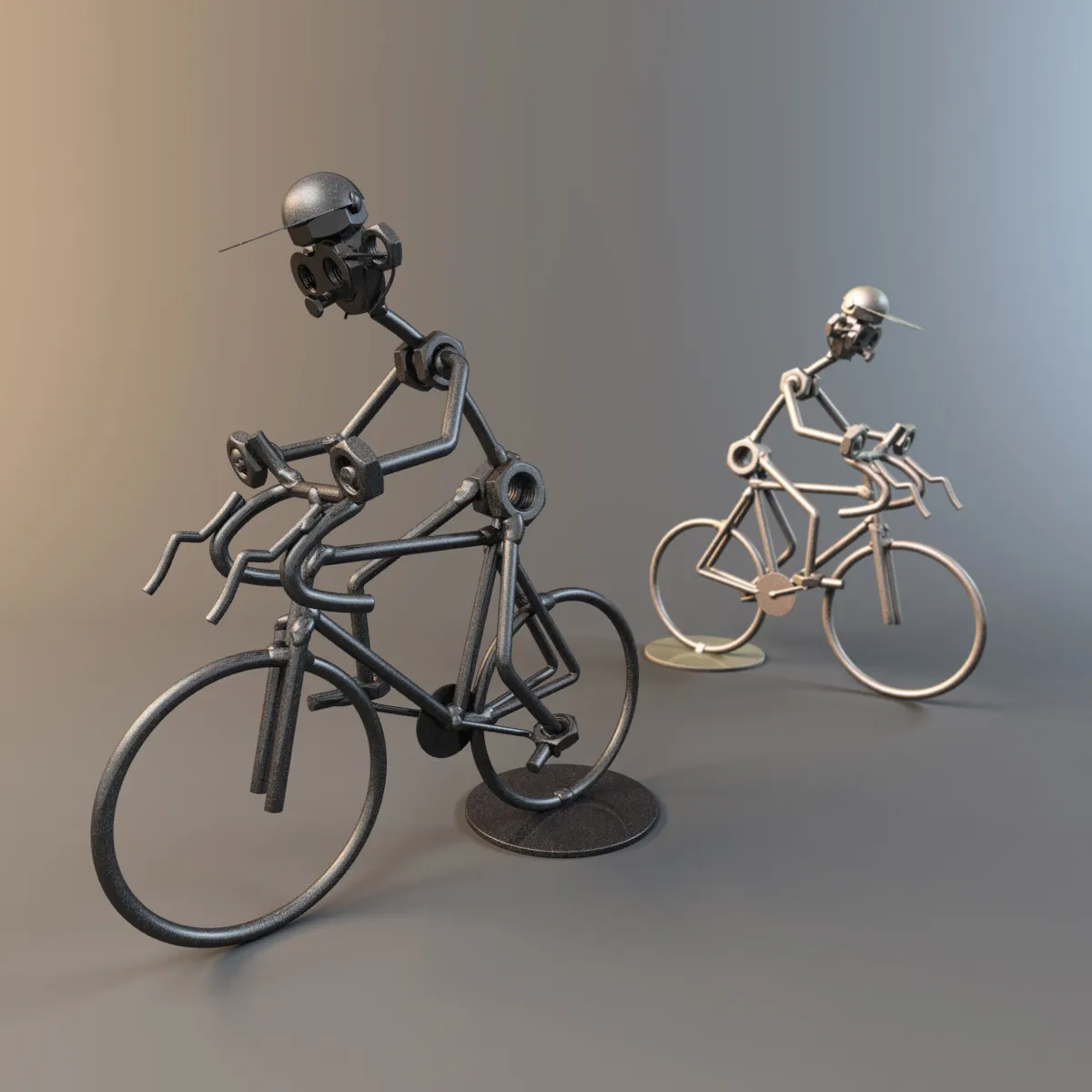 decoration - Techno art metal figurine cyclist 3D Model