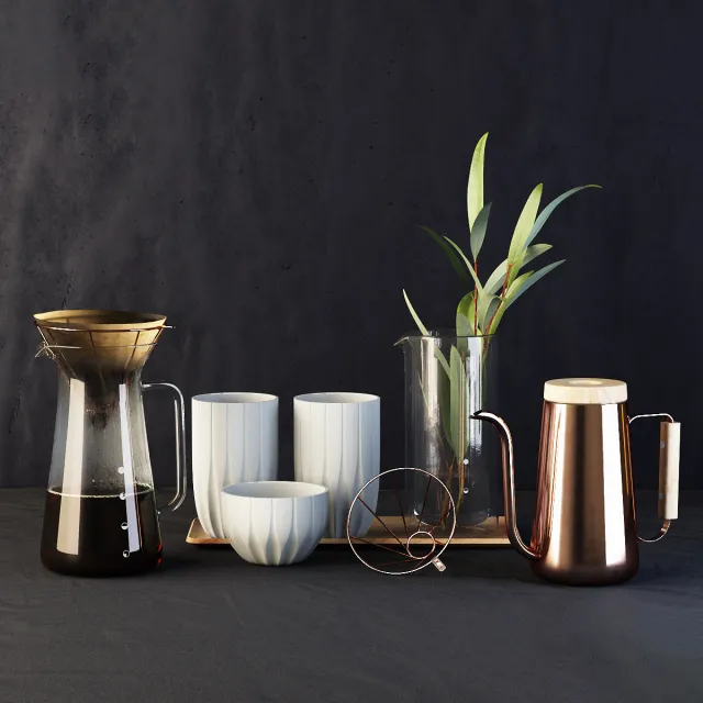 decoration - TOAST coffee set 04 3D Model