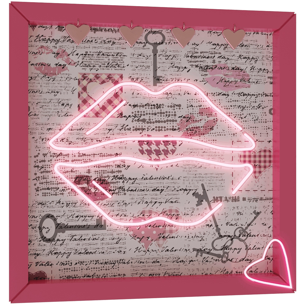 decoration - Valentine's Decor Kiss Light 3D Model