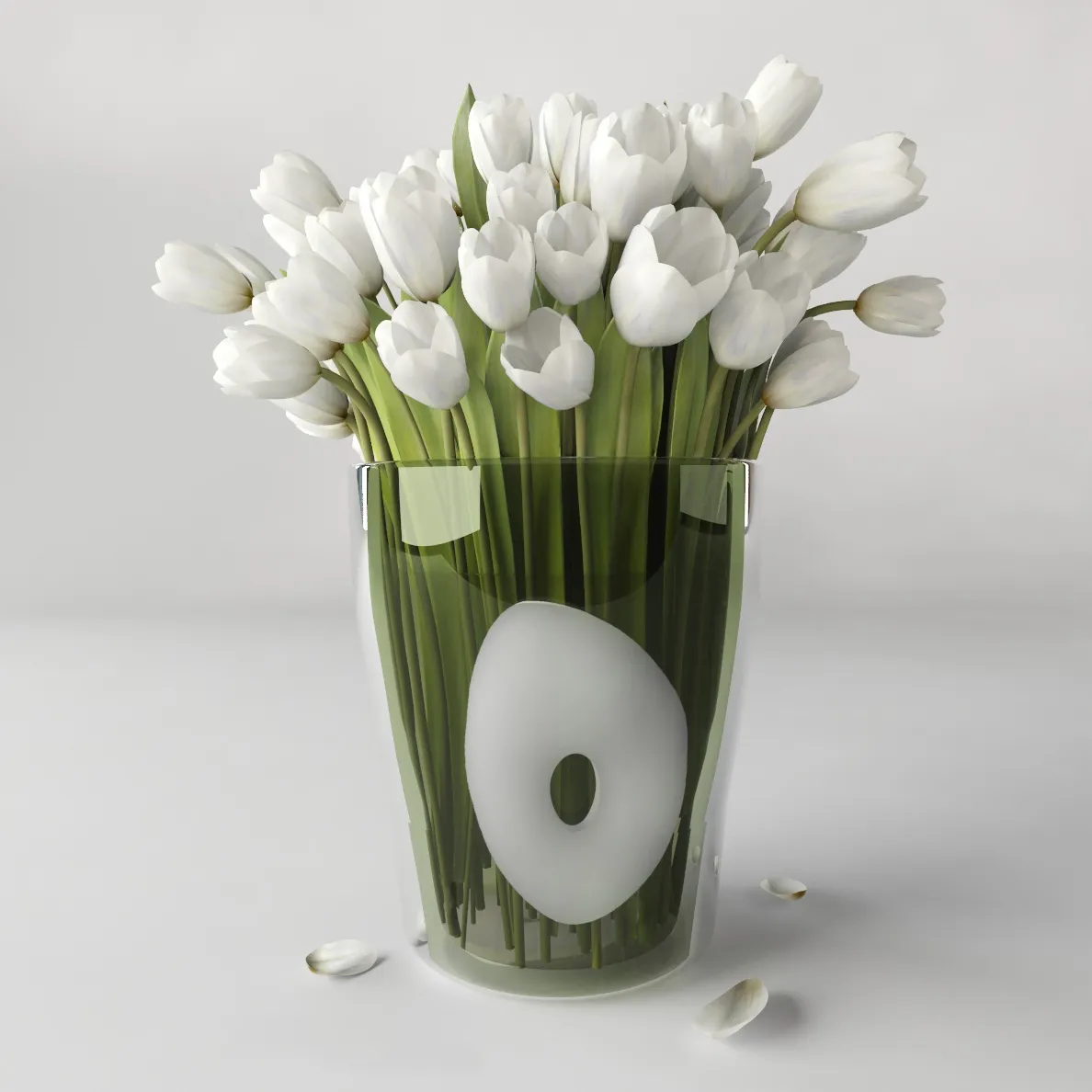 decoration - Vase with white poppies  65 3D Model