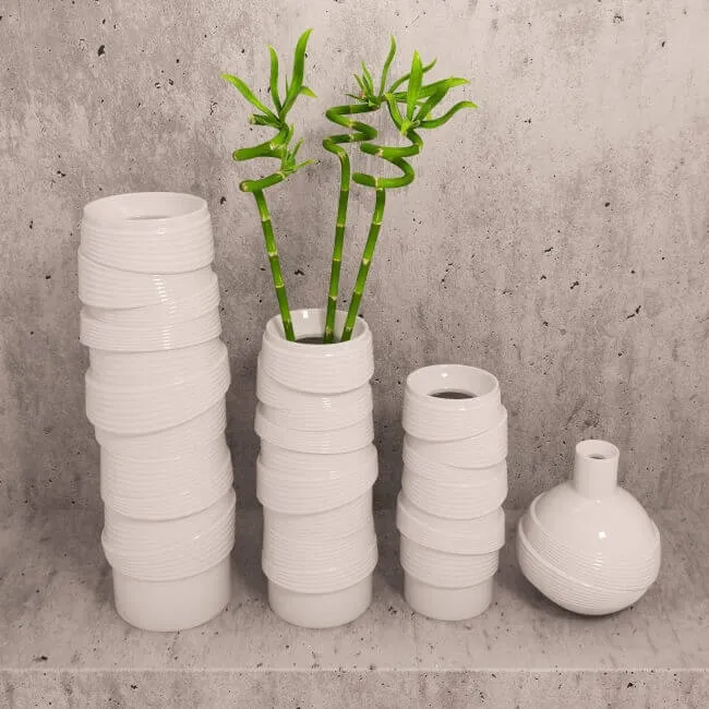 decoration - Vases and bamboo set 1 3D Model
