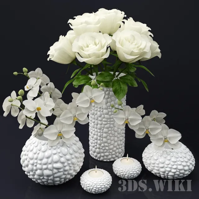 decoration - Vases and flowers for 3D Model