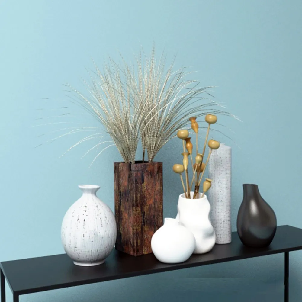 decoration - Vases of different shapes with plants 3D Model