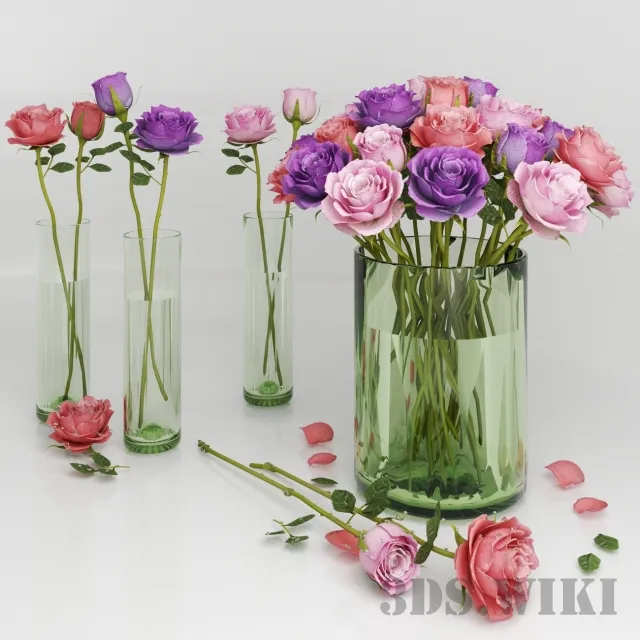 decoration - Very beautiful bouquets of colorful roses 3D Model