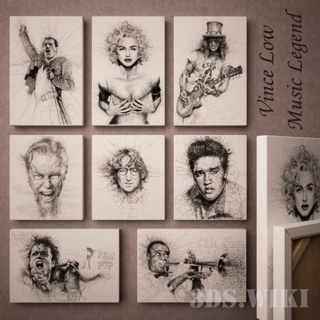 decoration - Vince Low Music Legends Pictures 3D Model