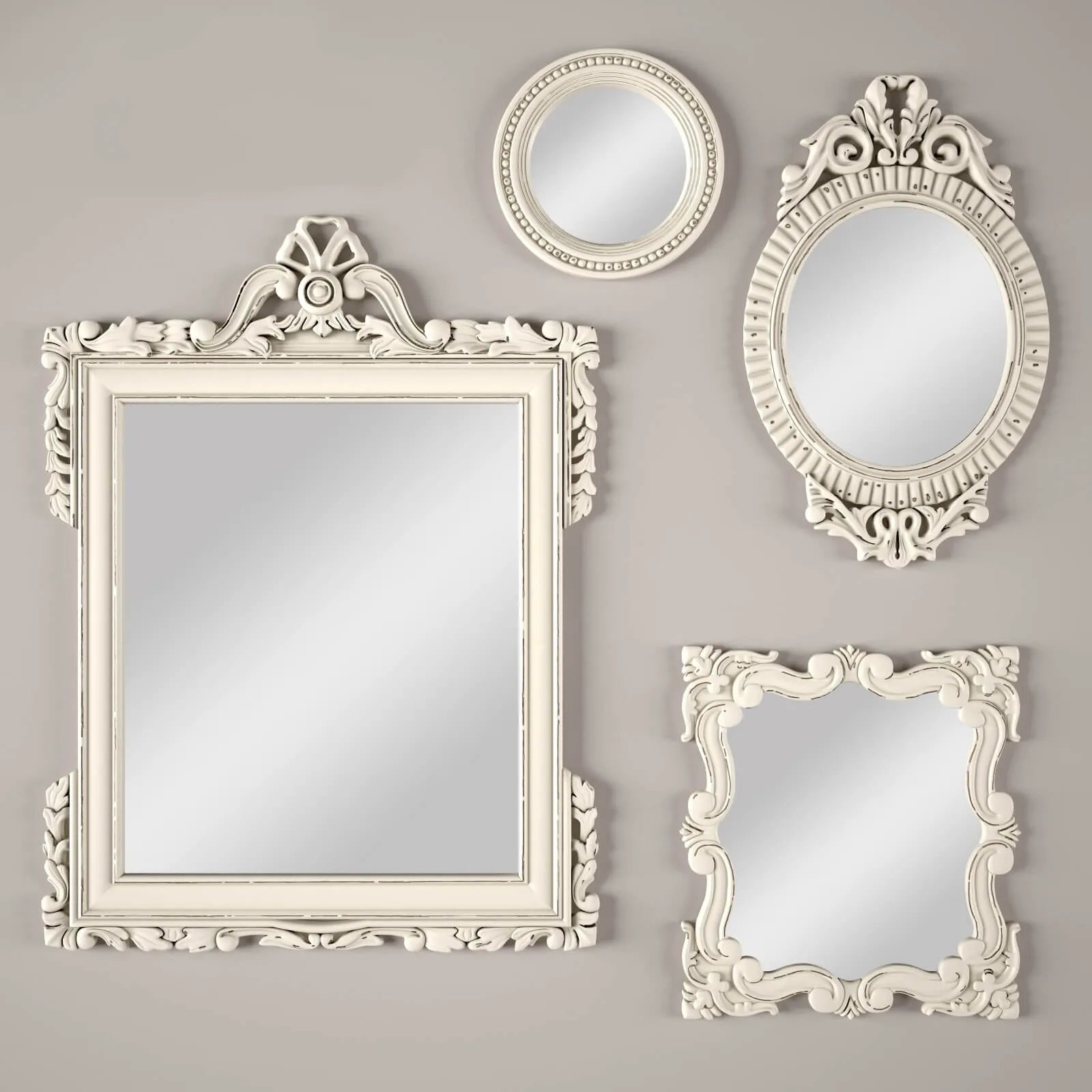 decoration - Vintage  hand-carved  mirrors 3D Model
