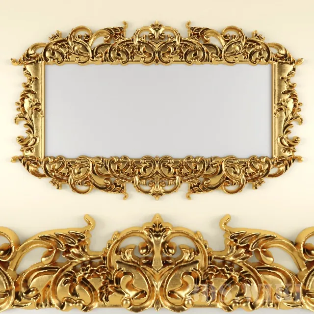 decoration - Wall mirror with gold frame 3D Model