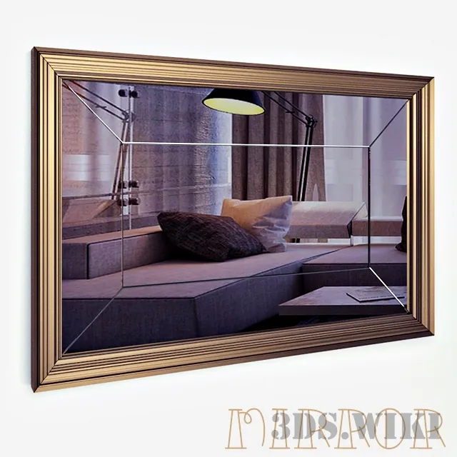 decoration - Wall rectangular mirror 3D Model