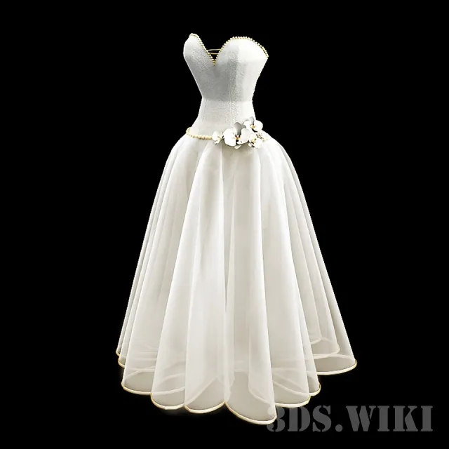 decoration - Wedding dress with corset 3D Model