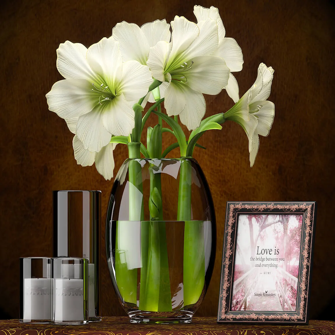 decoration - White Amaryllis 04 3D Model