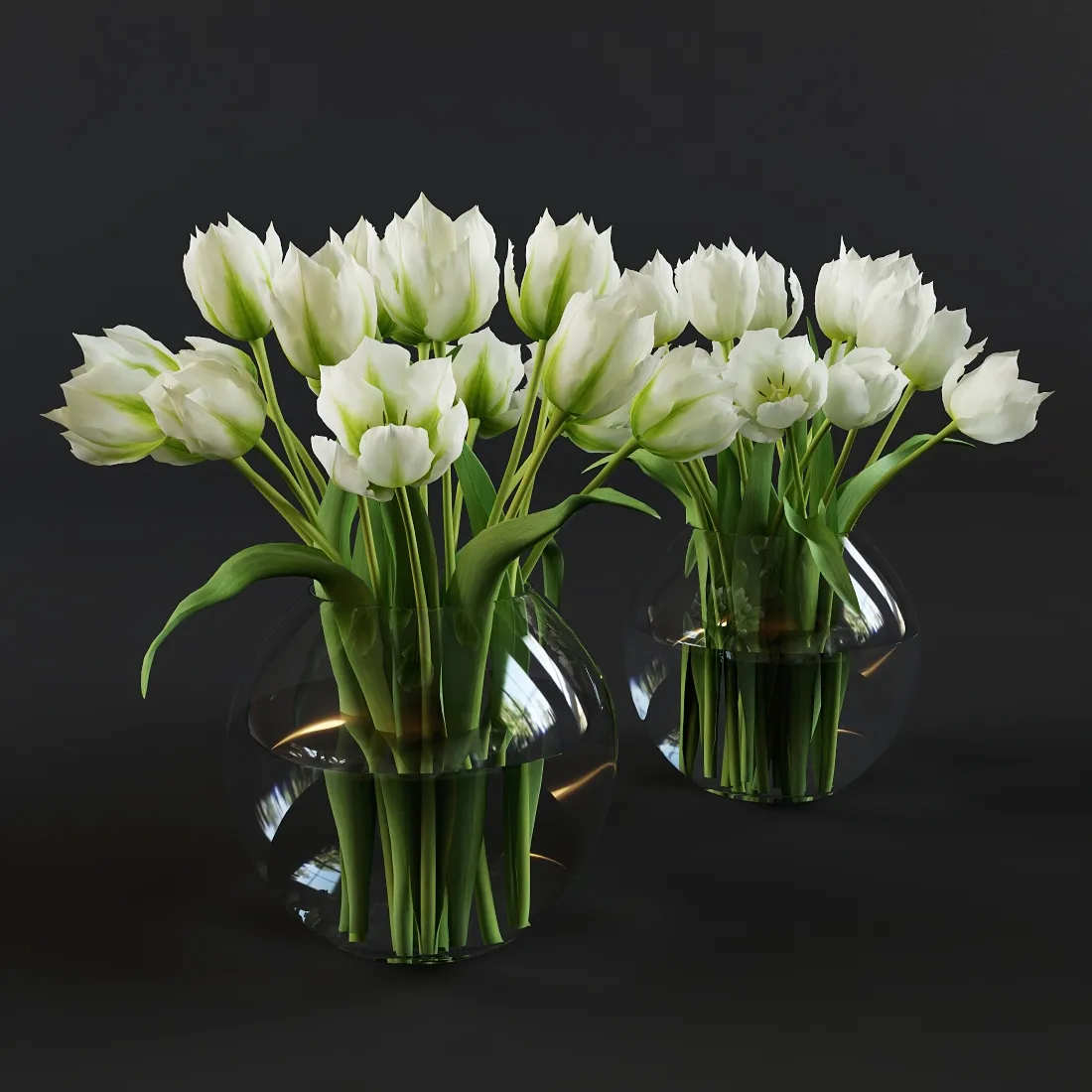 decoration - White and green tulips 102 3D Model
