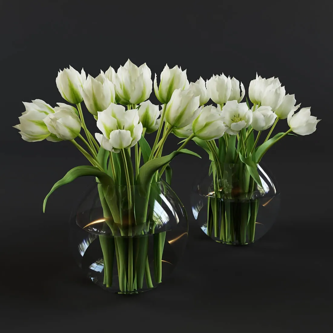decoration - White and green tulips 3D Model