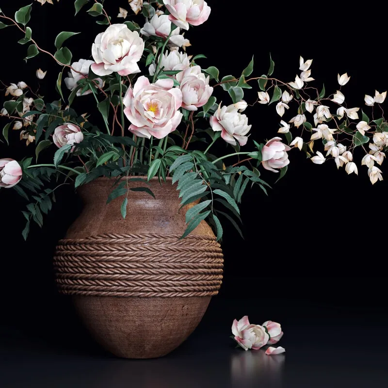 decoration - White bouquet decorative set 3D Model