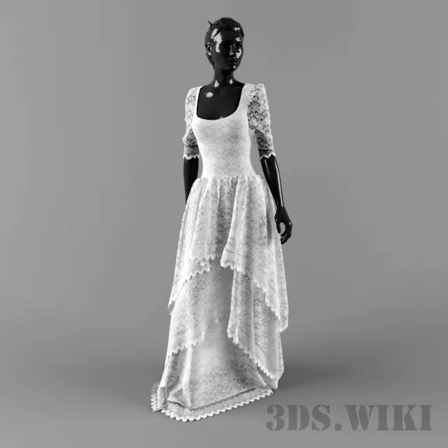 decoration - White lace dress 3D Model